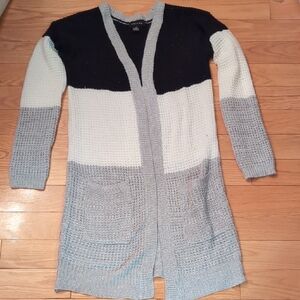 Colorblock Open Front Cardigan Sweater